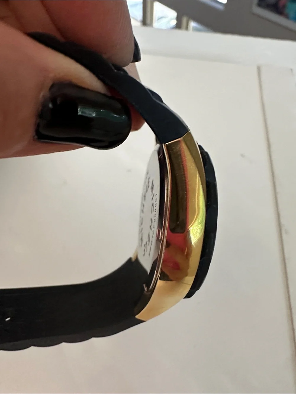 Michele black & gold Tahitian jelly watch